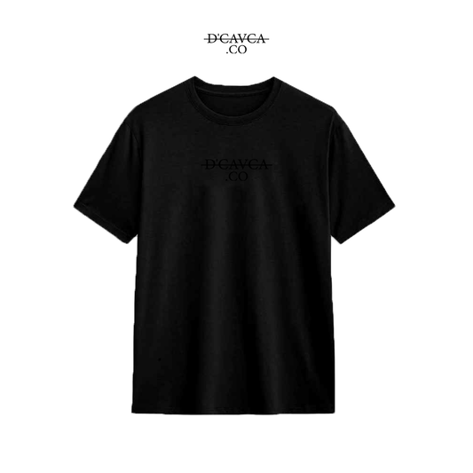 Black t-shirt with 'DCAVCA.CO' logo on a white background